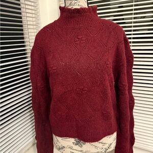 🍷 Mi Ami Burgundy Knit Turtleneck Sweater – Size XL 🍷